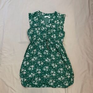 Sunny Girl Green Floral Cotton Sleeveless Dress XL | Cottagecore Everyday